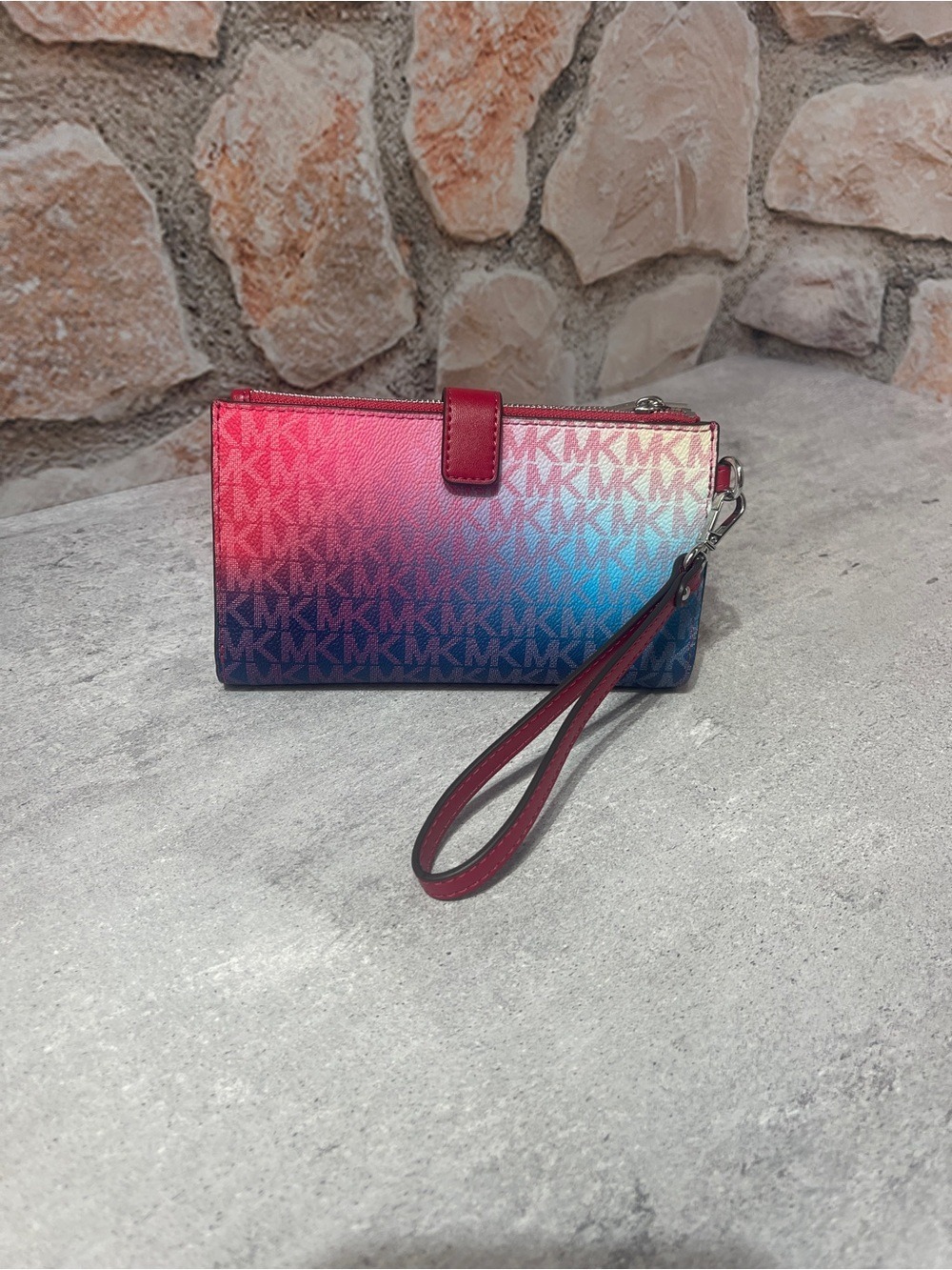 Michael Kors Jaycee Gradient Pink Blue White MK Logo Backpack & Matching Wallet - Picture 11 of 14